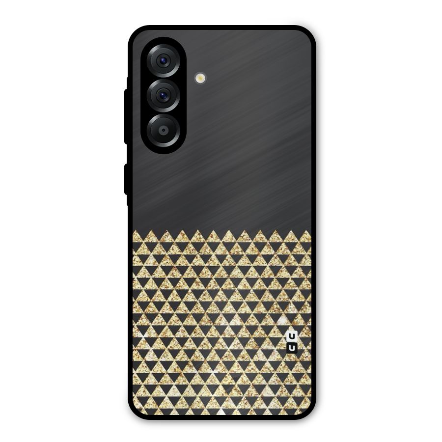 Dark Grey Golden Triangles Metal Back Case for Galaxy A56
