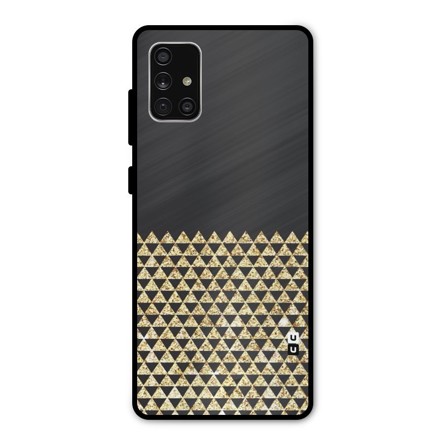 Dark Grey Golden Triangles Metal Back Case for Galaxy A71