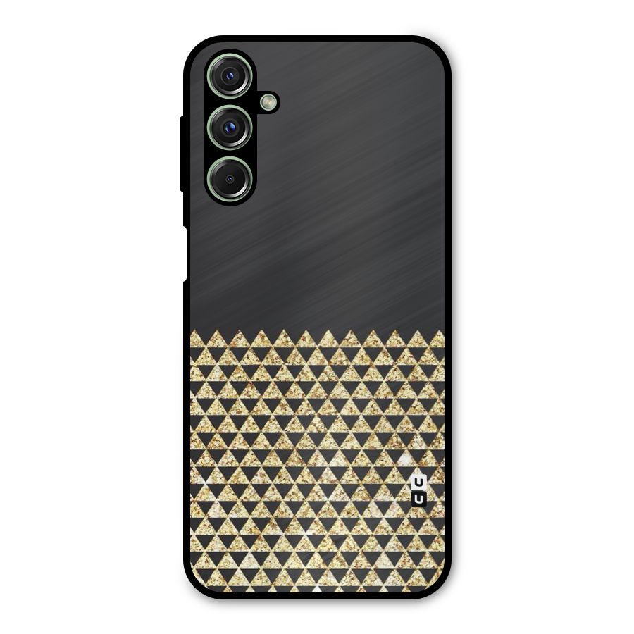 Dark Grey Golden Triangles Metal Back Case for Galaxy F34