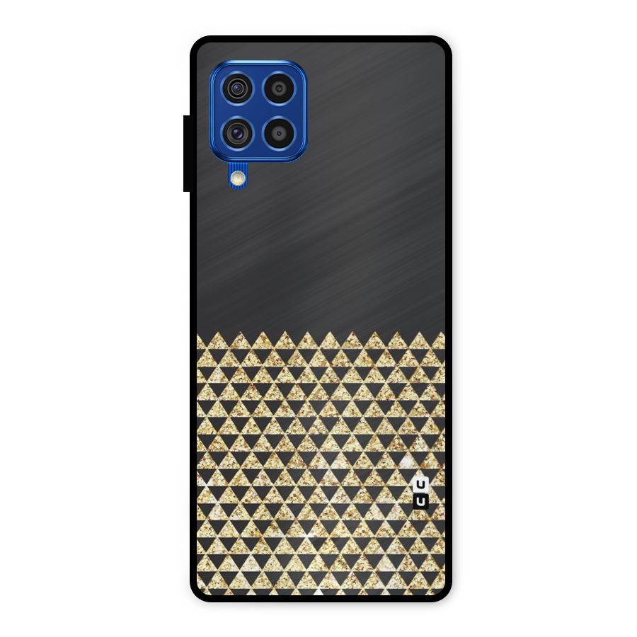 Dark Grey Golden Triangles Metal Back Case for Galaxy F62