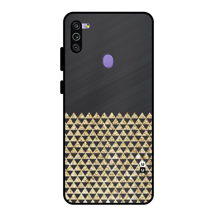 Dark Grey Golden Triangles Metal Back Case for Galaxy M11