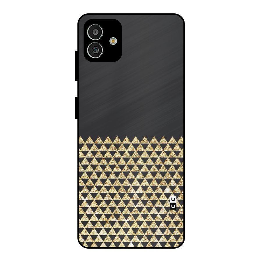 Dark Grey Golden Triangles Metal Back Case for Galaxy M13 5G