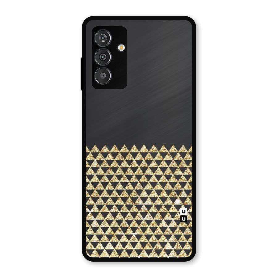 Dark Grey Golden Triangles Metal Back Case for Galaxy M14 5G