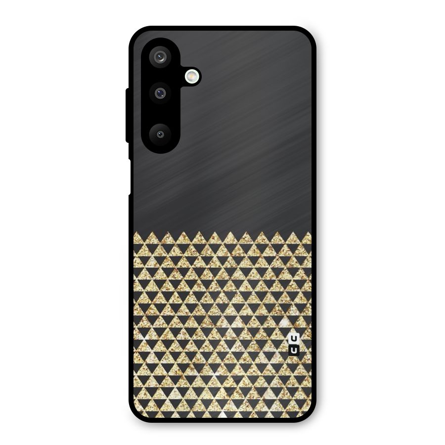 Dark Grey Golden Triangles Metal Back Case for Galaxy M16