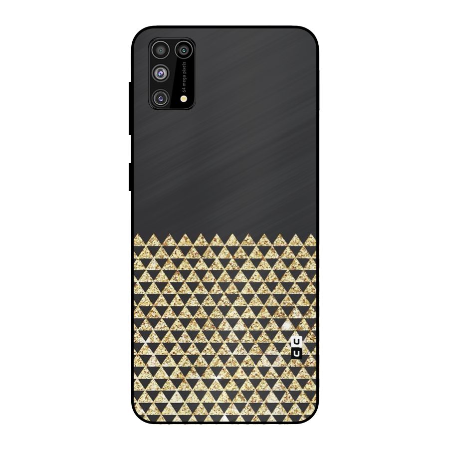 Dark Grey Golden Triangles Metal Back Case for Galaxy M31