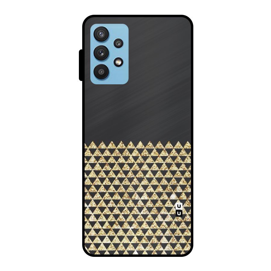 Dark Grey Golden Triangles Metal Back Case for Galaxy M32 5G