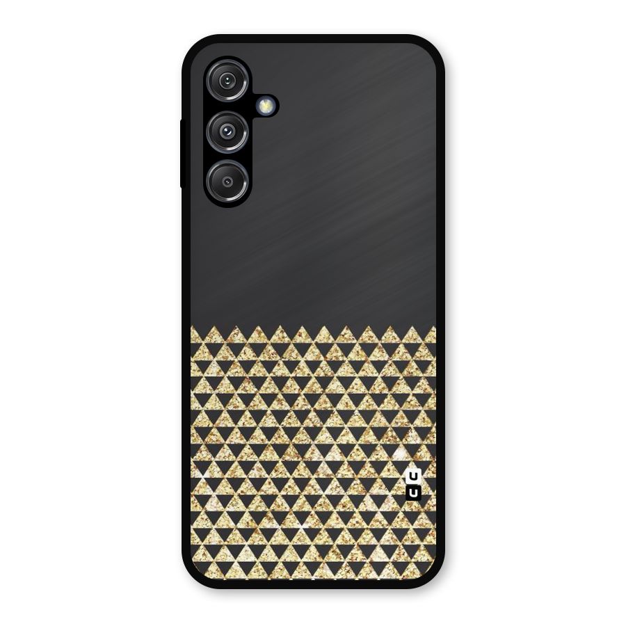 Dark Grey Golden Triangles Metal Back Case for Galaxy M34 5G