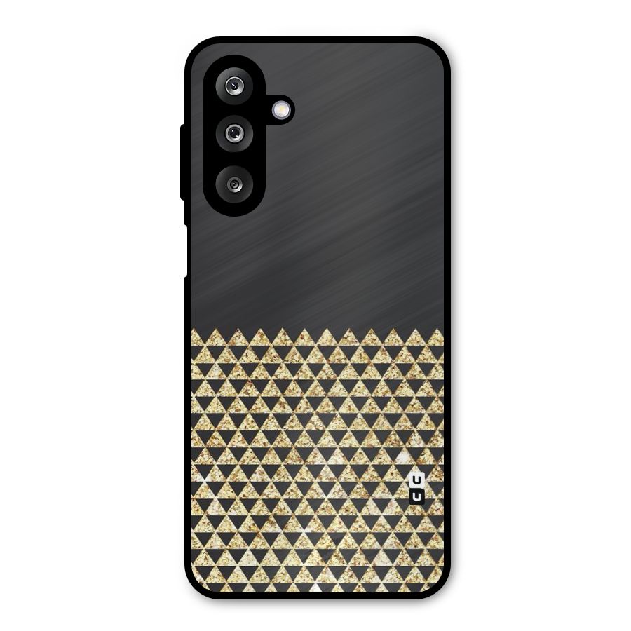 Dark Grey Golden Triangles Metal Back Case for Galaxy M36