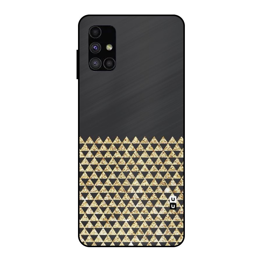 Dark Grey Golden Triangles Metal Back Case for Galaxy M51