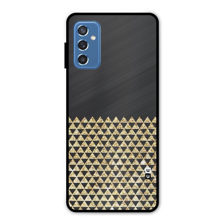 Dark Grey Golden Triangles Metal Back Case for Galaxy M52 5G