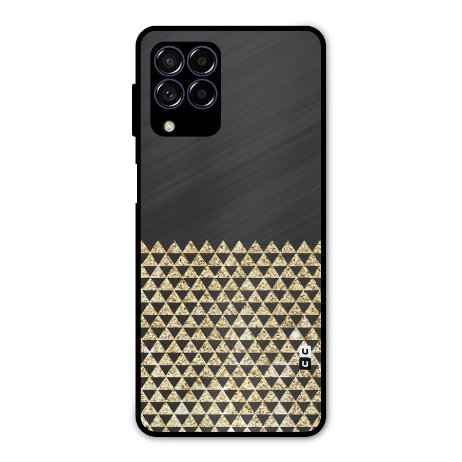 Dark Grey Golden Triangles Metal Back Case for Galaxy M53 5G