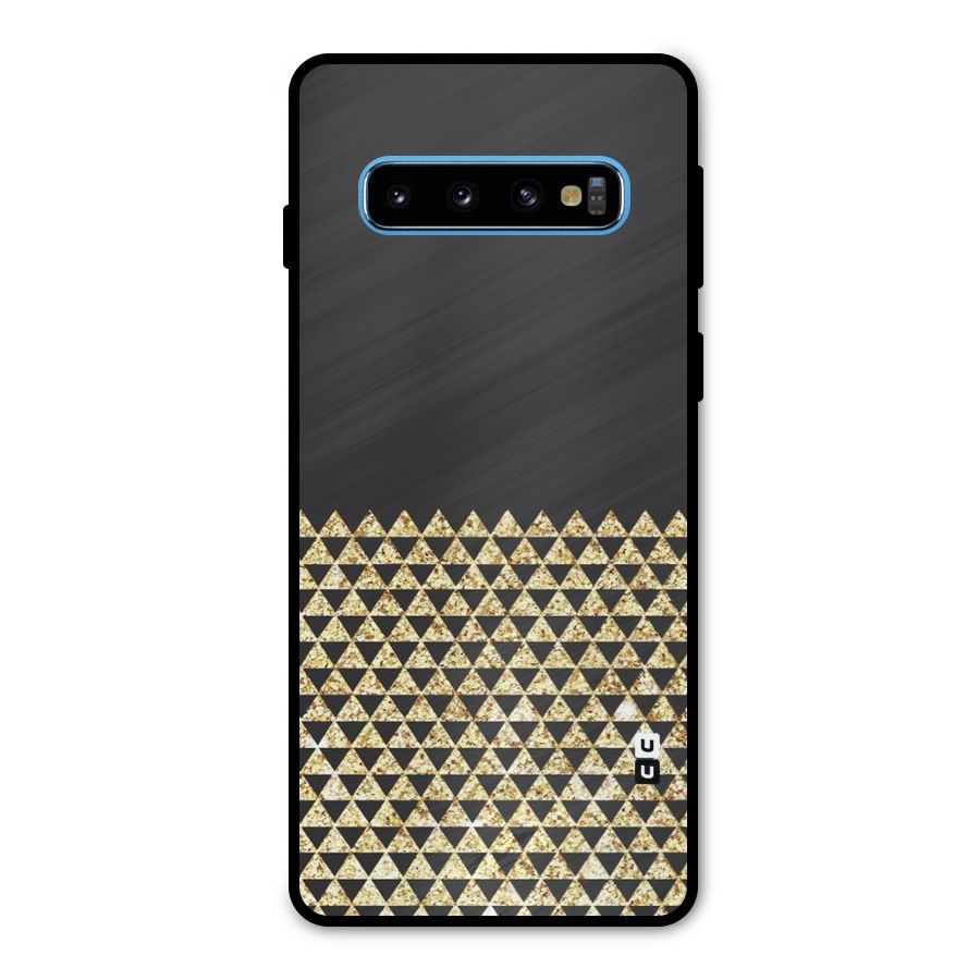 Dark Grey Golden Triangles Metal Back Case for Galaxy S10