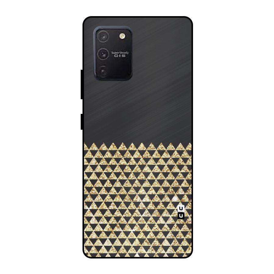 Dark Grey Golden Triangles Metal Back Case for Galaxy S10 Lite
