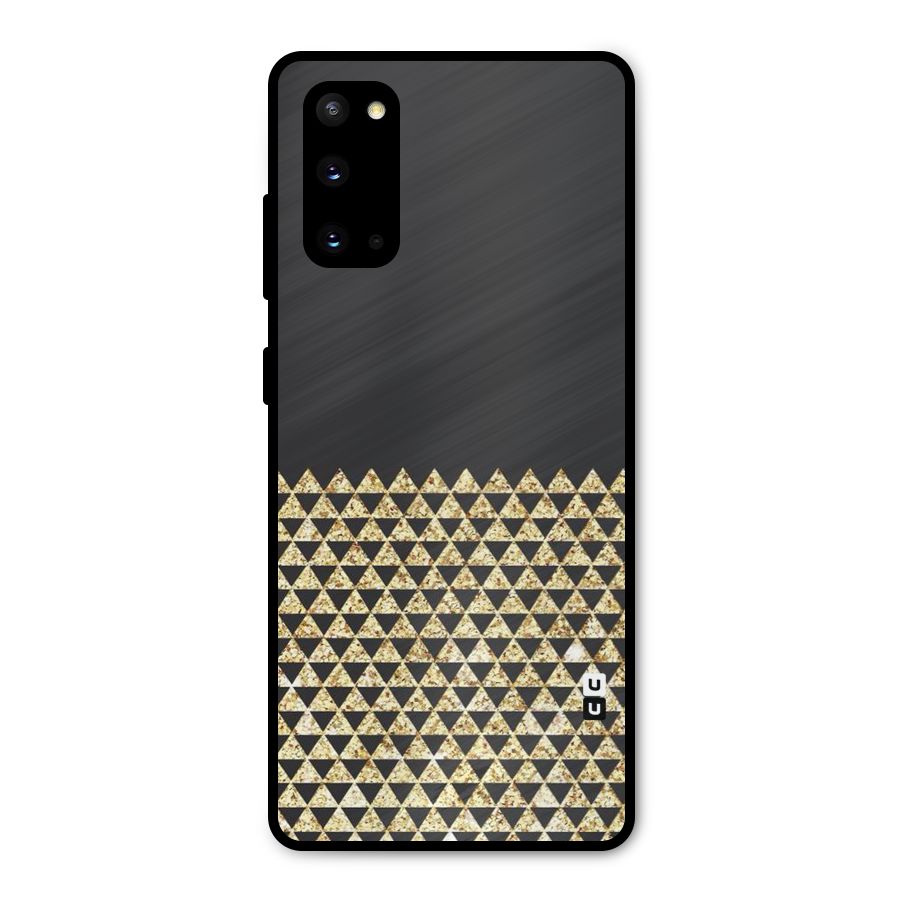 Dark Grey Golden Triangles Metal Back Case for Galaxy S20