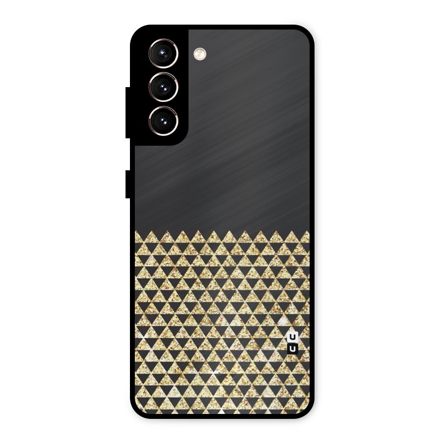 Dark Grey Golden Triangles Metal Back Case for Galaxy S21 5G
