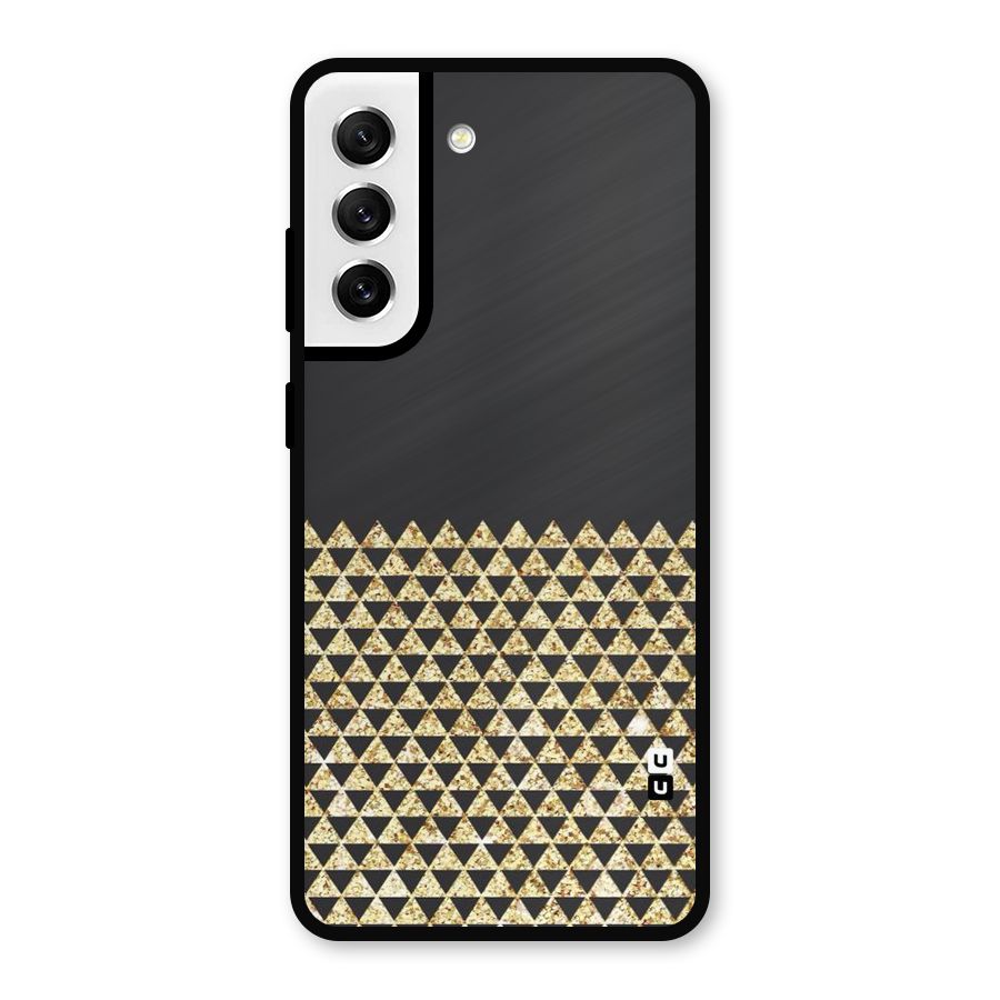 Dark Grey Golden Triangles Metal Back Case for Galaxy S21 FE 5G