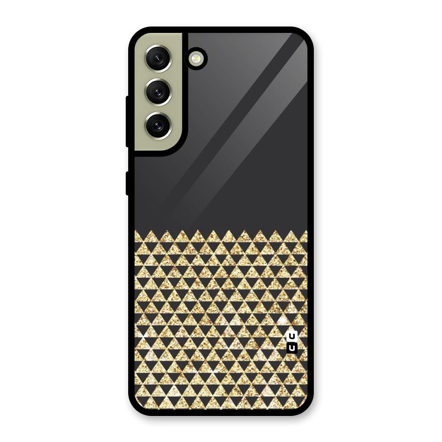 Dark Grey Golden Triangles Metal Back Case for Galaxy S21 FE 5G (2023)