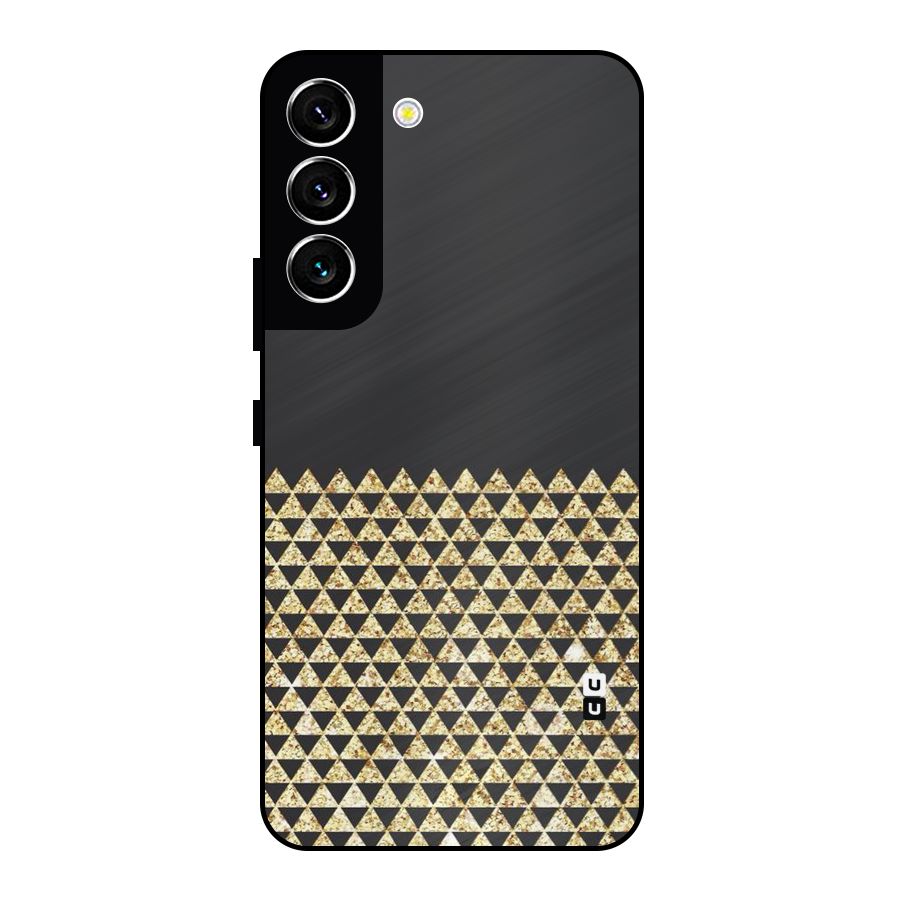 Dark Grey Golden Triangles Metal Back Case for Galaxy S22 5G