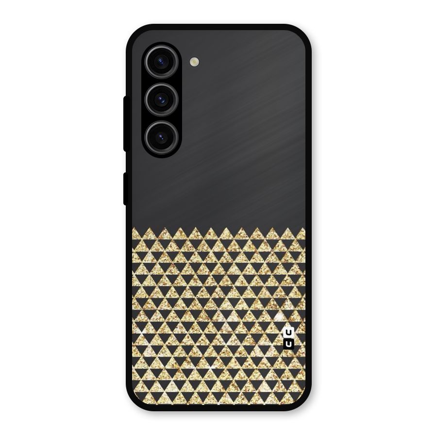Dark Grey Golden Triangles Metal Back Case for Galaxy S23