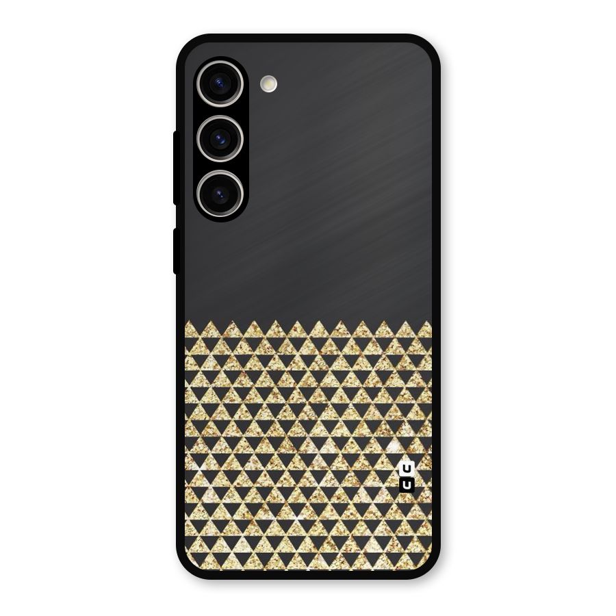 Dark Grey Golden Triangles Metal Back Case for Galaxy S23 Plus