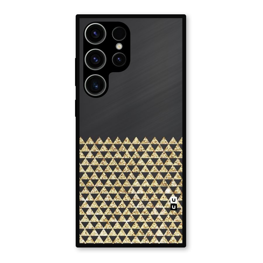 Dark Grey Golden Triangles Metal Back Case for Galaxy S23 Ultra