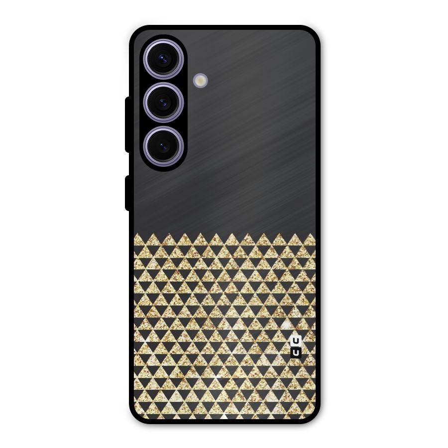 Dark Grey Golden Triangles Metal Back Case for Galaxy S24