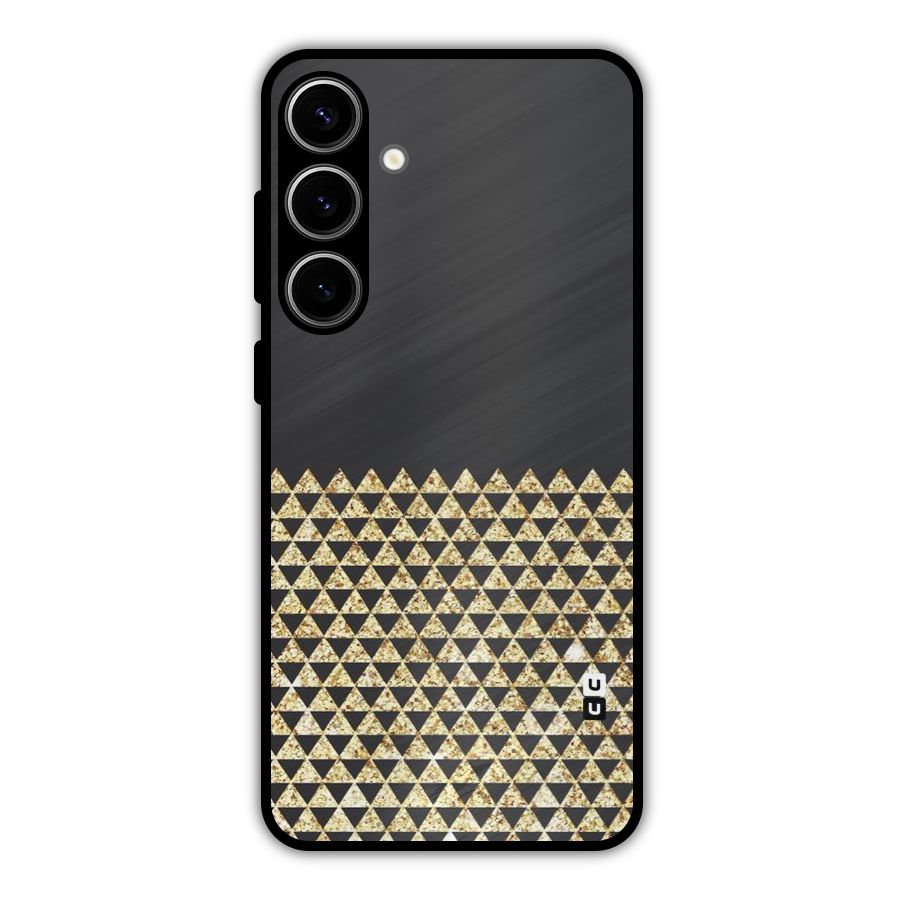 Dark Grey Golden Triangles Metal Back Case for Galaxy S24 Plus