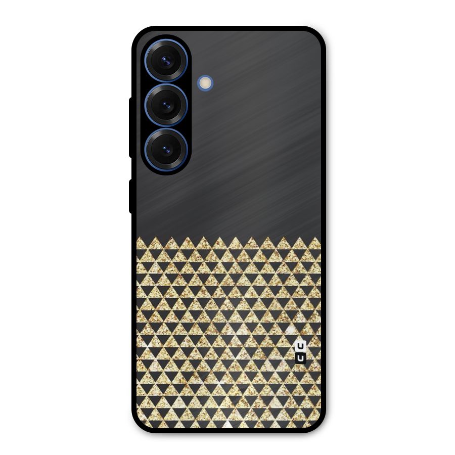 Dark Grey Golden Triangles Metal Back Case for Galaxy S25
