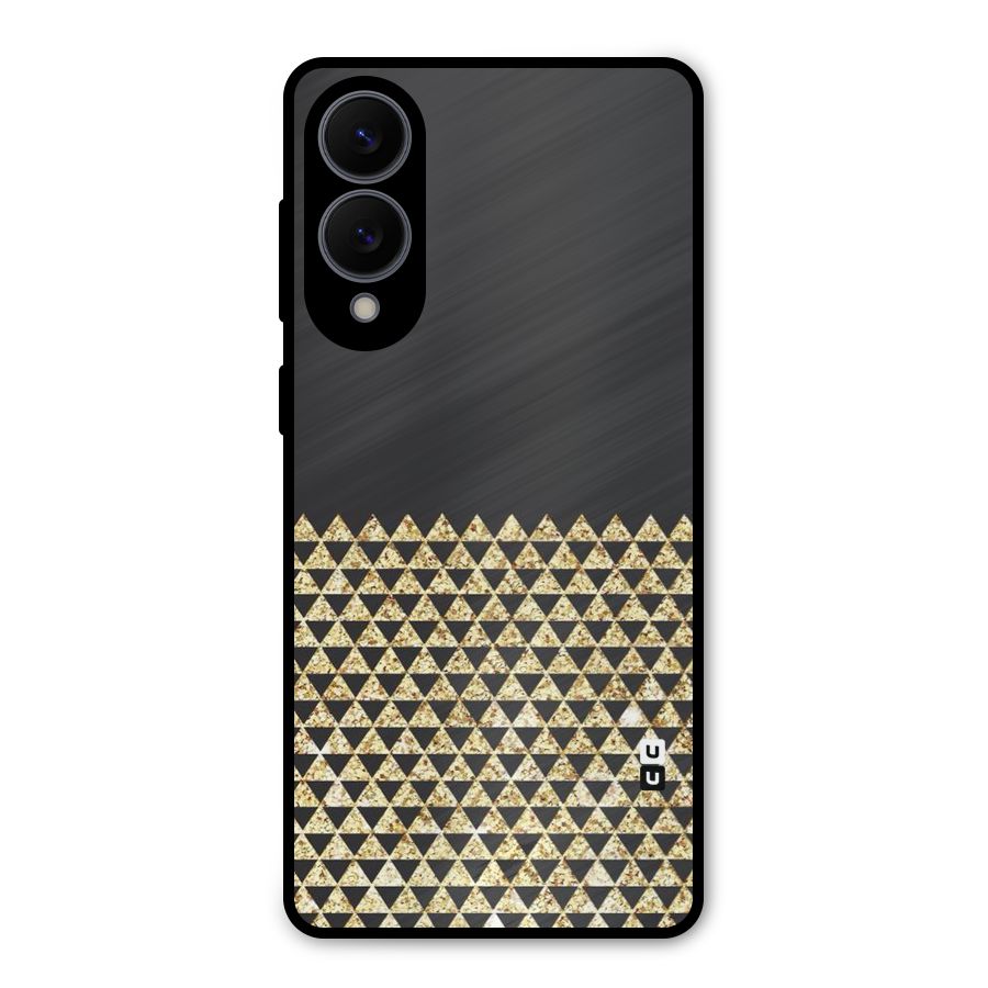 Dark Grey Golden Triangles Metal Back Case for Galaxy S25 Edge