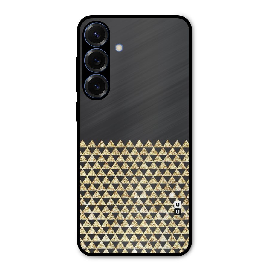 Dark Grey Golden Triangles Metal Back Case for Galaxy S25 Plus