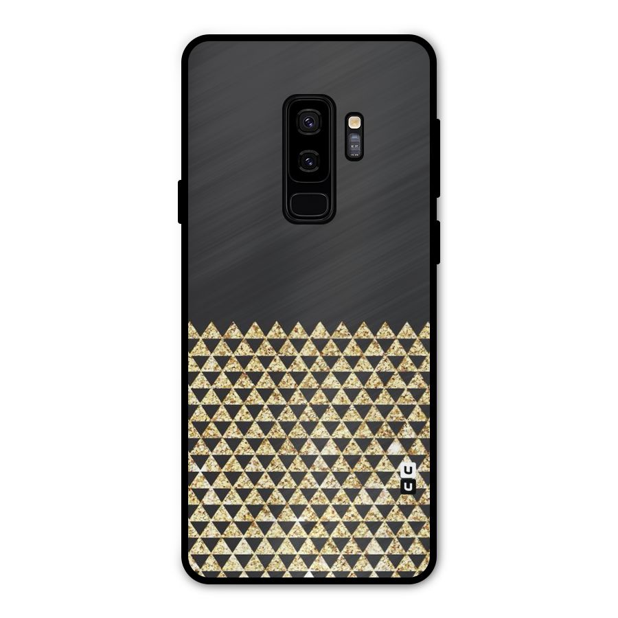 Dark Grey Golden Triangles Metal Back Case for Galaxy S9 Plus
