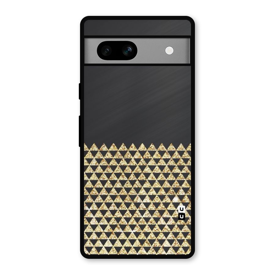 Dark Grey Golden Triangles Metal Back Case for Google Pixel 7a