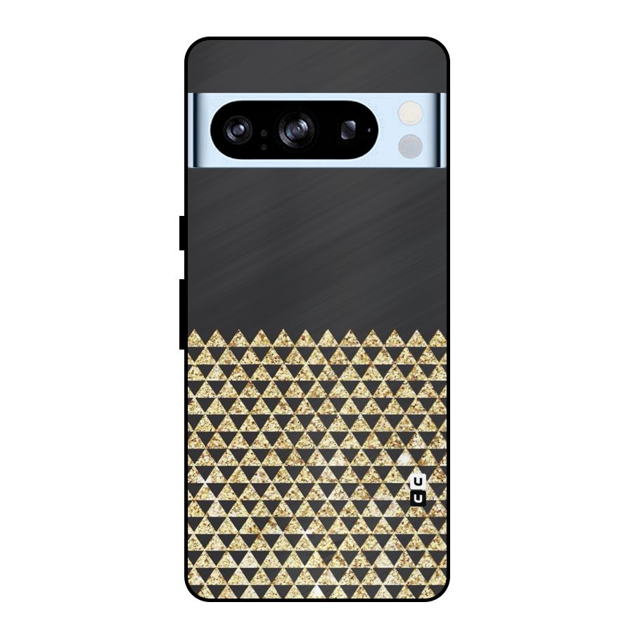 Dark Grey Golden Triangles Metal Back Case for Google Pixel 8 Pro