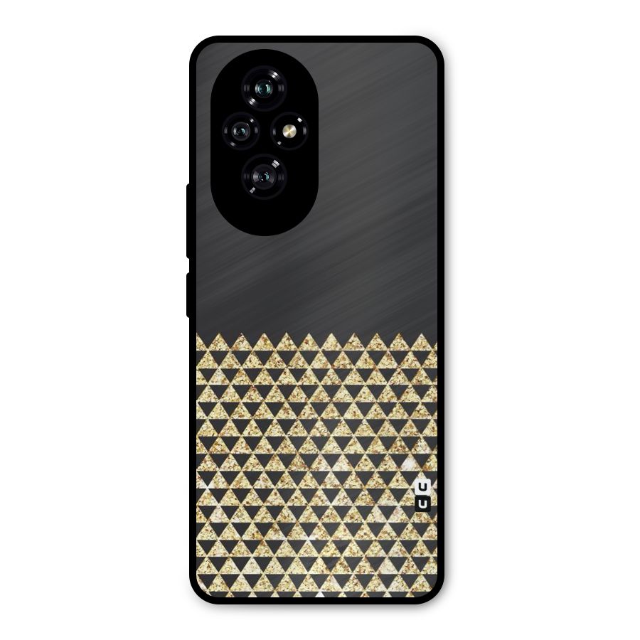Dark Grey Golden Triangles Metal Back Case for Honor 200
