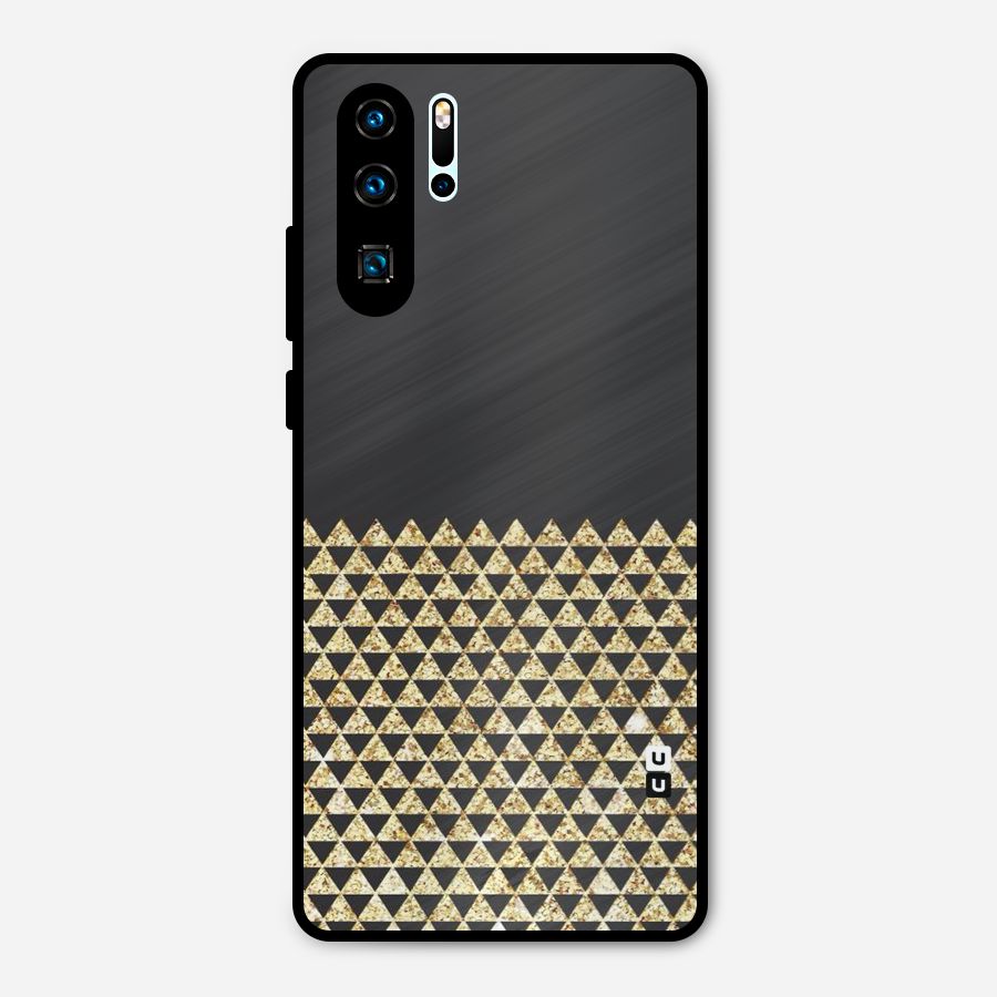 Dark Grey Golden Triangles Metal Back Case for Huawei P30 Pro
