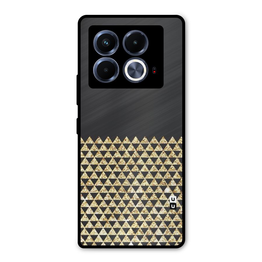 Dark Grey Golden Triangles Metal Back Case for Infinix Note 40 5G