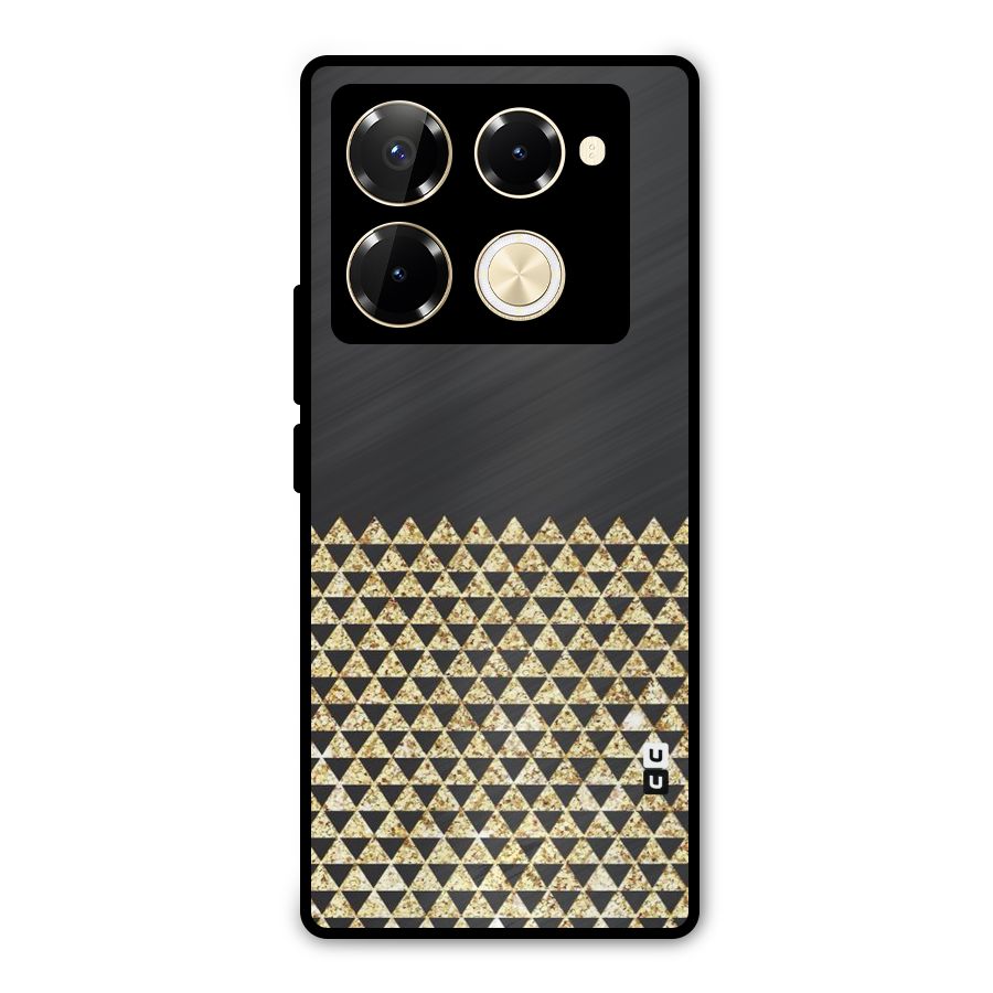 Dark Grey Golden Triangles Metal Back Case for Infinix Note 40 Pro Plus