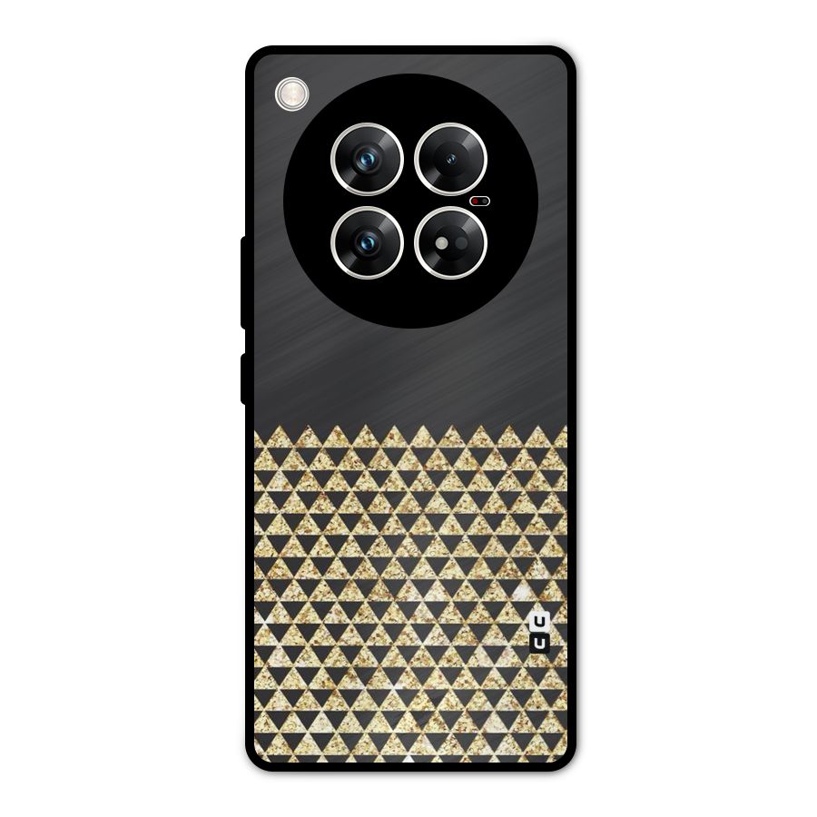 Dark Grey Golden Triangles Metal Back Case for Infinix Zero 40 5G