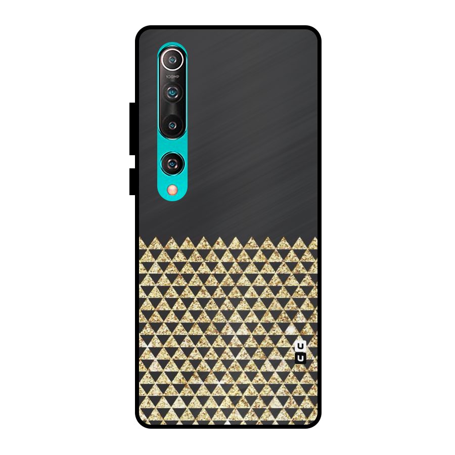 Dark Grey Golden Triangles Metal Back Case for Mi 10