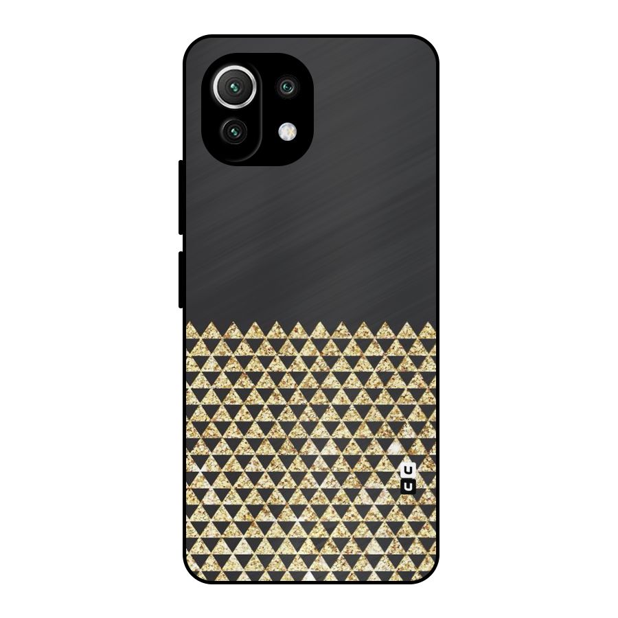 Dark Grey Golden Triangles Metal Back Case for Mi 11 Lite