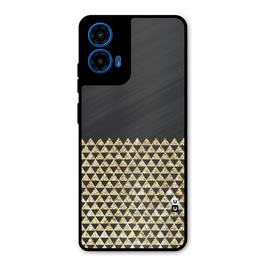 Dark Grey Golden Triangles Metal Back Case for Moto G45