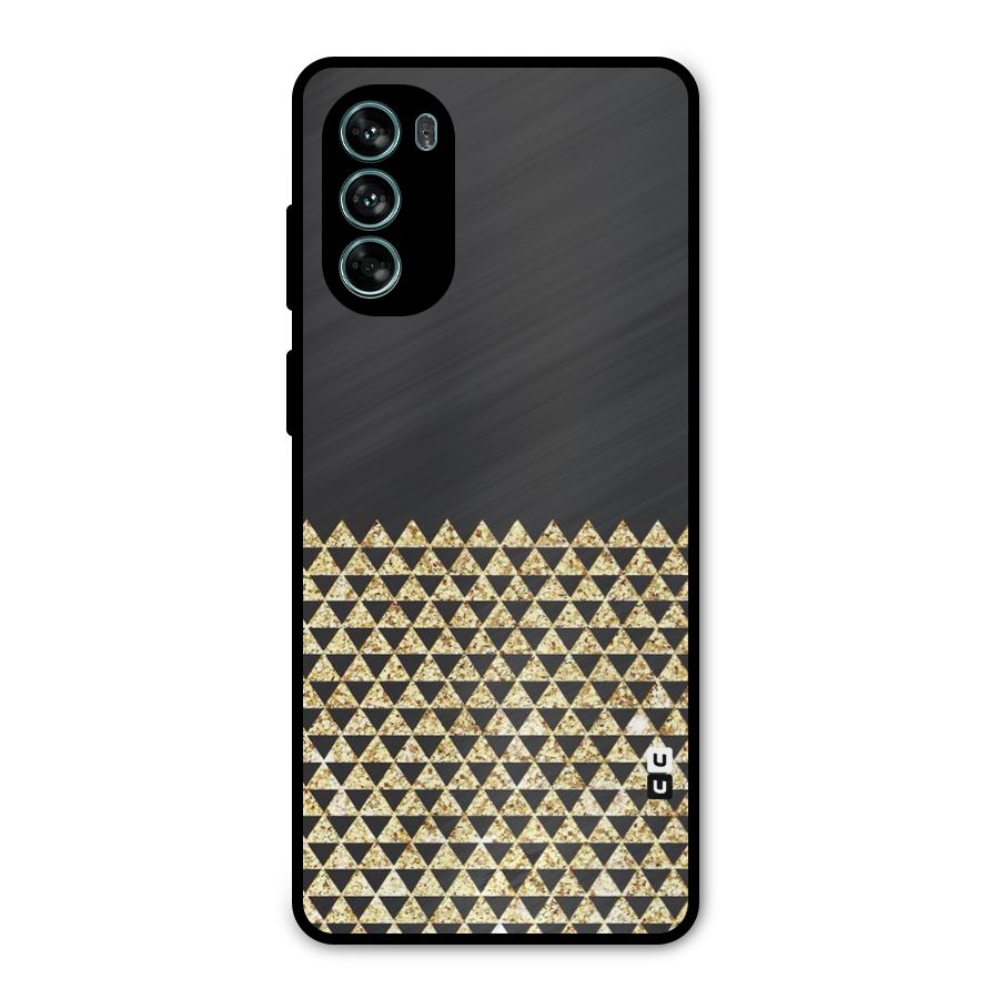 Dark Grey Golden Triangles Metal Back Case for Moto G62