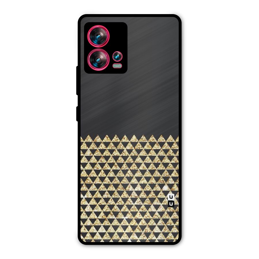 Dark Grey Golden Triangles Metal Back Case for Motorola Edge 30 Fusion