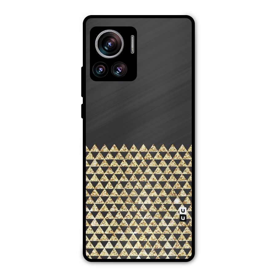 Dark Grey Golden Triangles Metal Back Case for Motorola Edge 30 Ultra