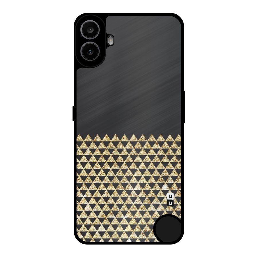 Dark Grey Golden Triangles Metal Back Case for Nothing CMF Phone 1