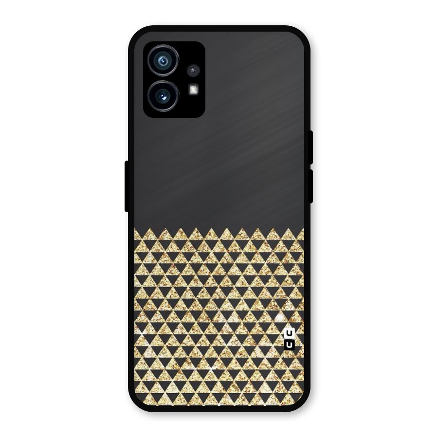 Dark Grey Golden Triangles Metal Back Case for Nothing Phone 1