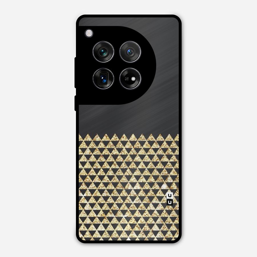 Dark Grey Golden Triangles Metal Back Case for OnePlus 12