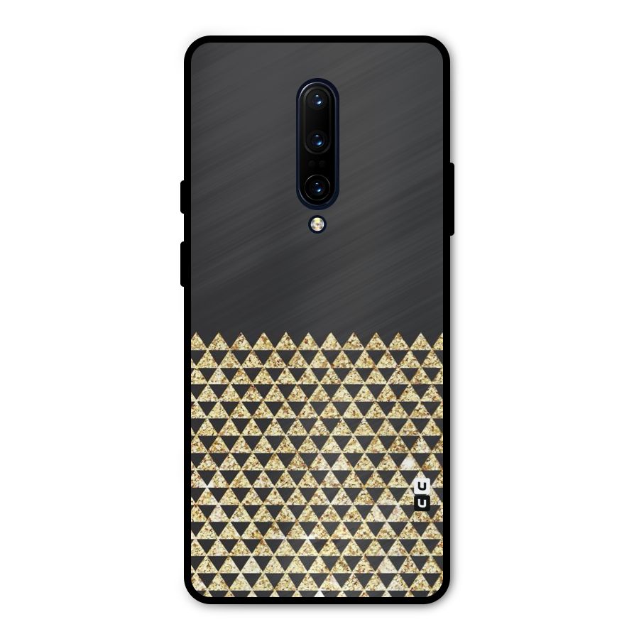 Dark Grey Golden Triangles Metal Back Case for OnePlus 7 Pro