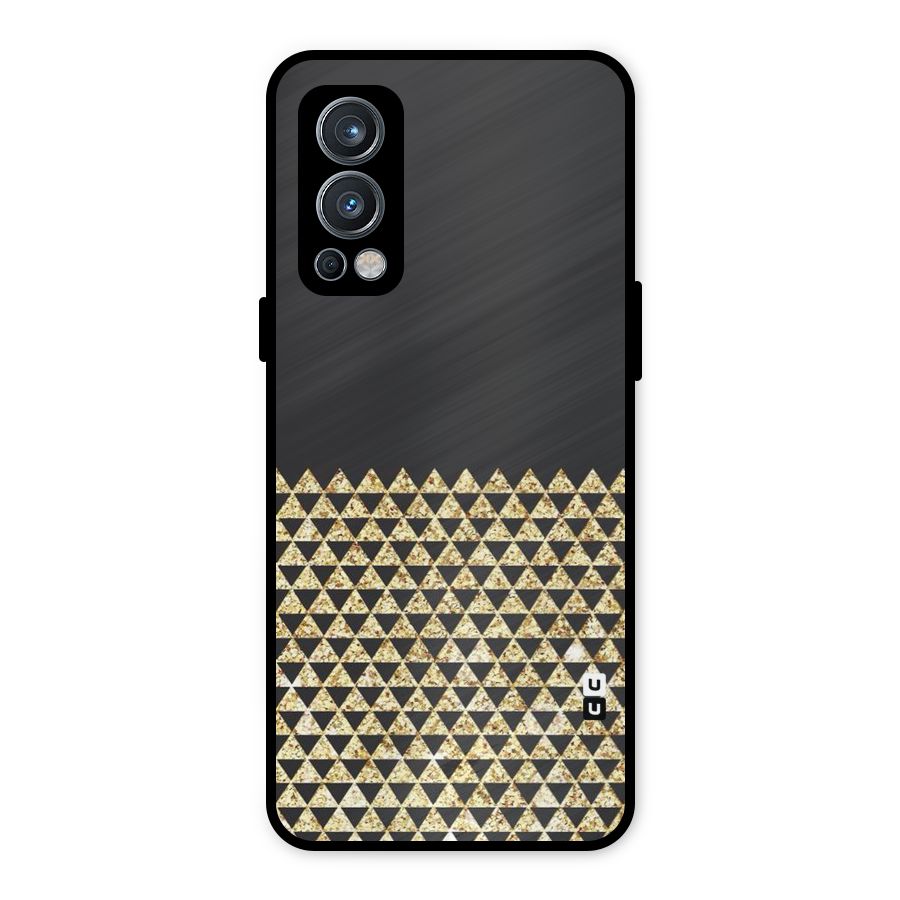 Dark Grey Golden Triangles Metal Back Case for OnePlus Nord 2 5G