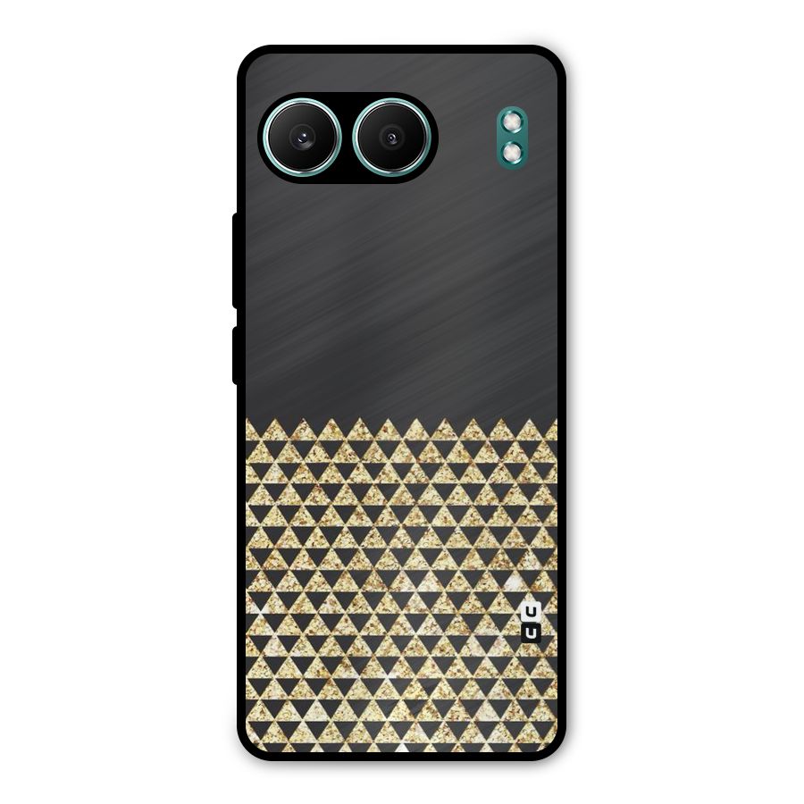 Dark Grey Golden Triangles Metal Back Case for OnePlus Nord 4